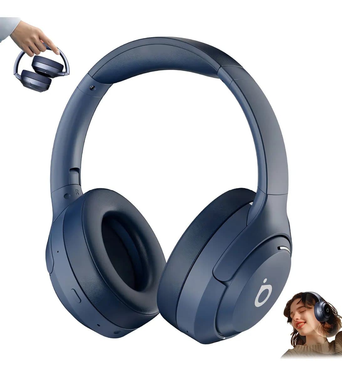 Fone de Ouvido Basike Bluetooth 5.4 com Redução de Ruído Ativo Bateria até 40 Horas Dobrável com Microfone